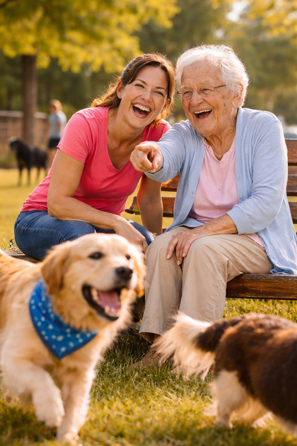 Companion and senior sharing a happy moment