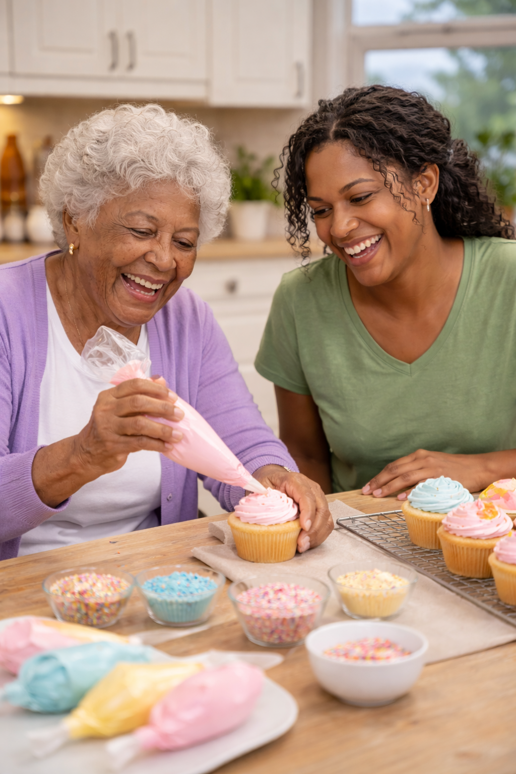 Sharing a fun activity together at home